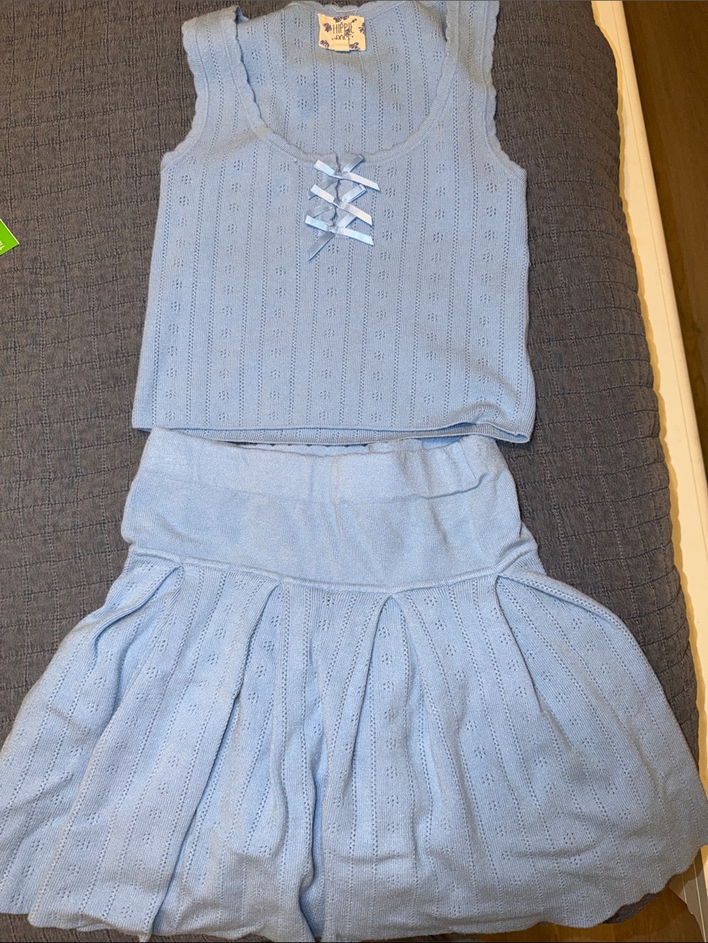 Hippie rose Light Blue Knit Two-Piece set